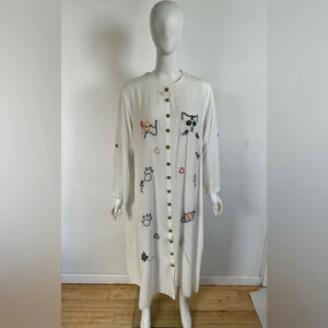 Clarity Women Long Sleeve Shirt Dress Blouse Casual Loose Tunic Embroidery NWT